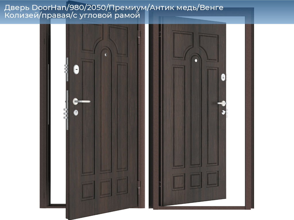 Дверь DoorHan/980/2050/Премиум/Антик медь/Венге Колизей/правая/с угловой рамой, 
