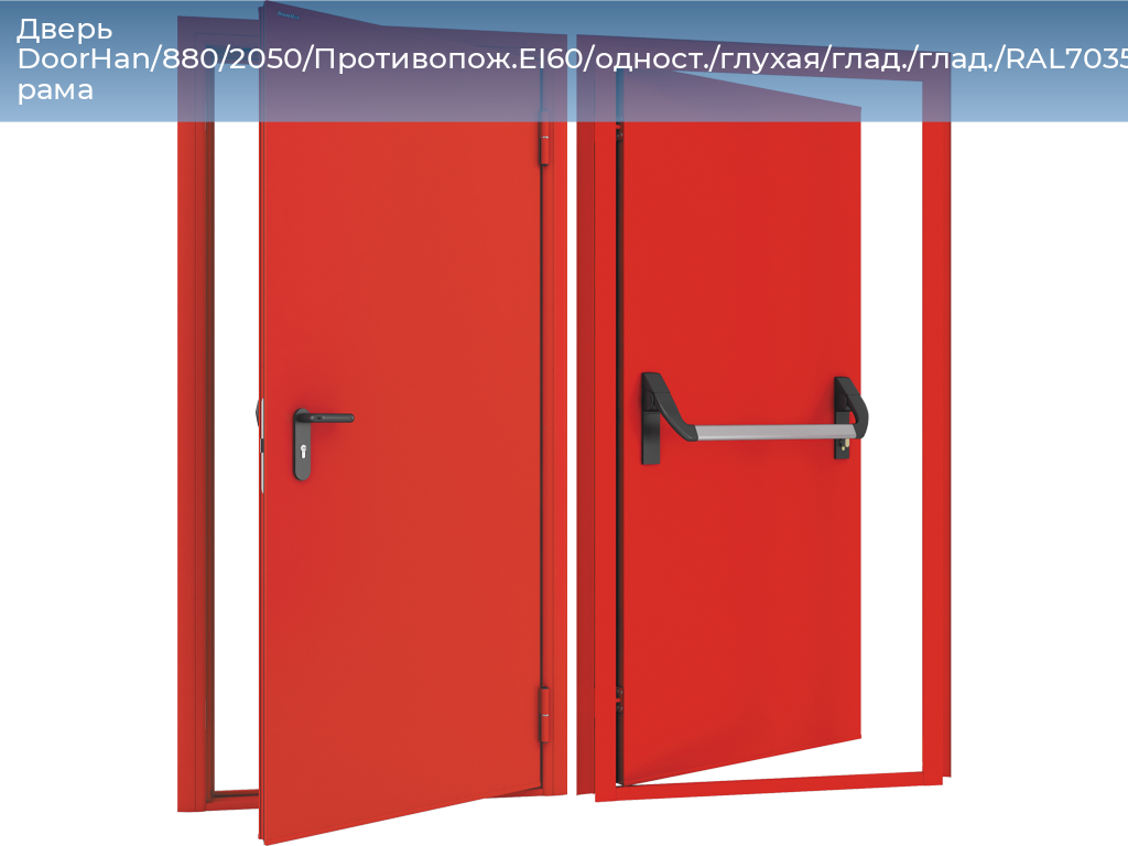 Дверь DoorHan/880/2050/Противопож.EI60/одност./глухая/глад./глад./RAL7035/лев./угл. рама, 