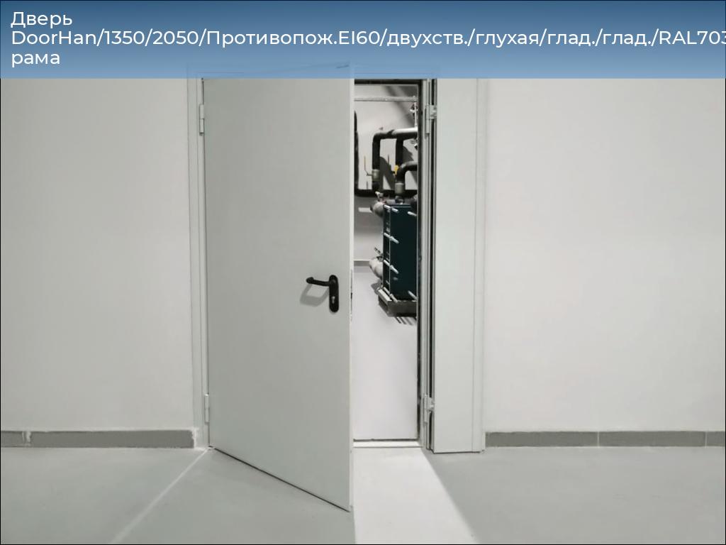 Дверь DoorHan/1350/2050/Противопож.EI60/двухств./глухая/глад./глад./RAL7035/прав./угл. рама, 