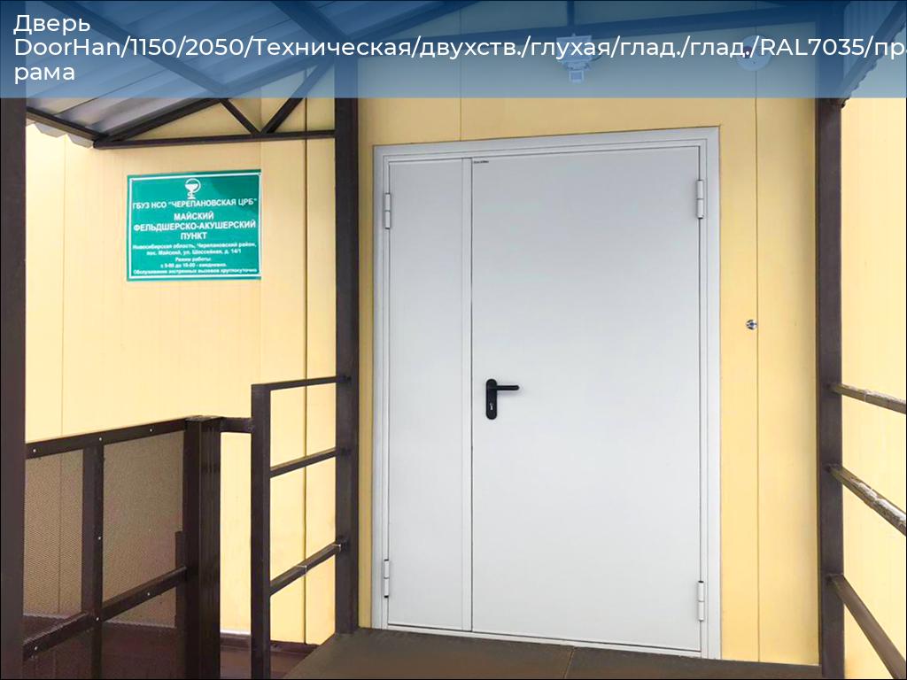 Дверь DoorHan/1150/2050/Техническая/двухств./глухая/глад./глад./RAL7035/прав./угл. рама, 